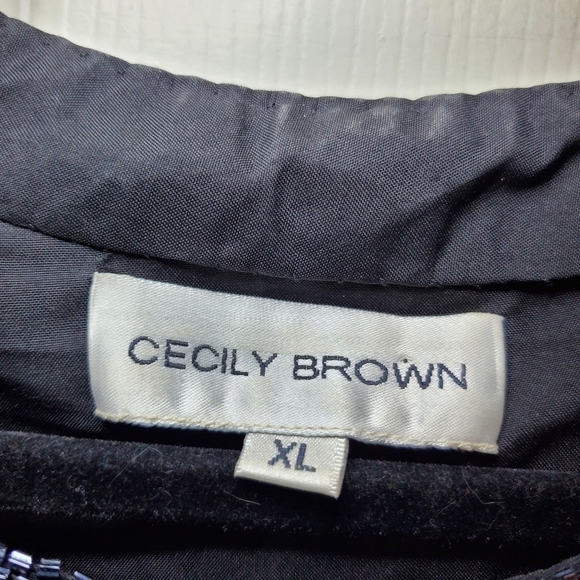 Vintage Cecily Brown Beaded Navy Blue Silk Jacket Sz XL - Picture 13 of 14